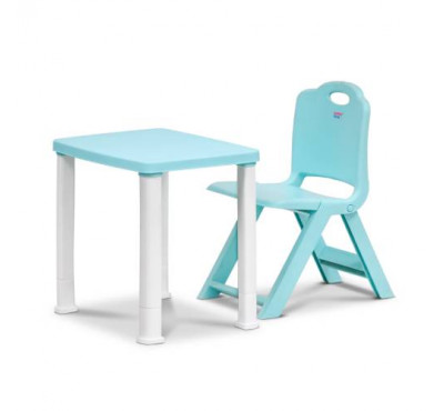 Study Table Lite & Foldable chair Set(Light Blue)