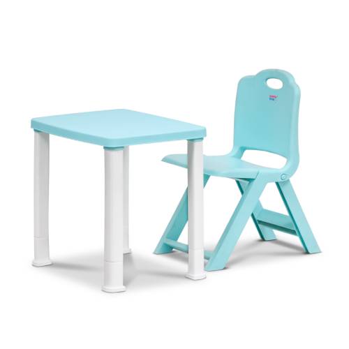 Study Table Lite & Foldable chair Set(Light Blue)