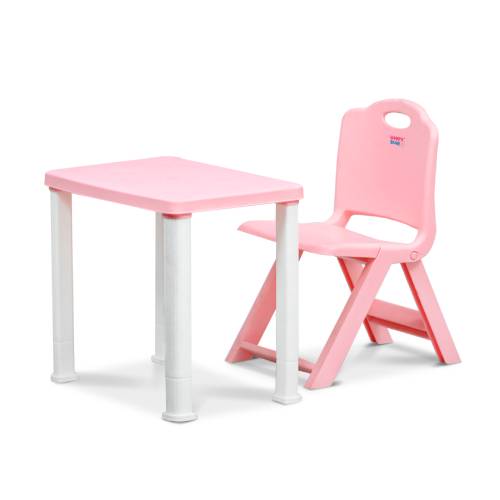 Study Table Lite & Foldable chair Set(Light Pink)